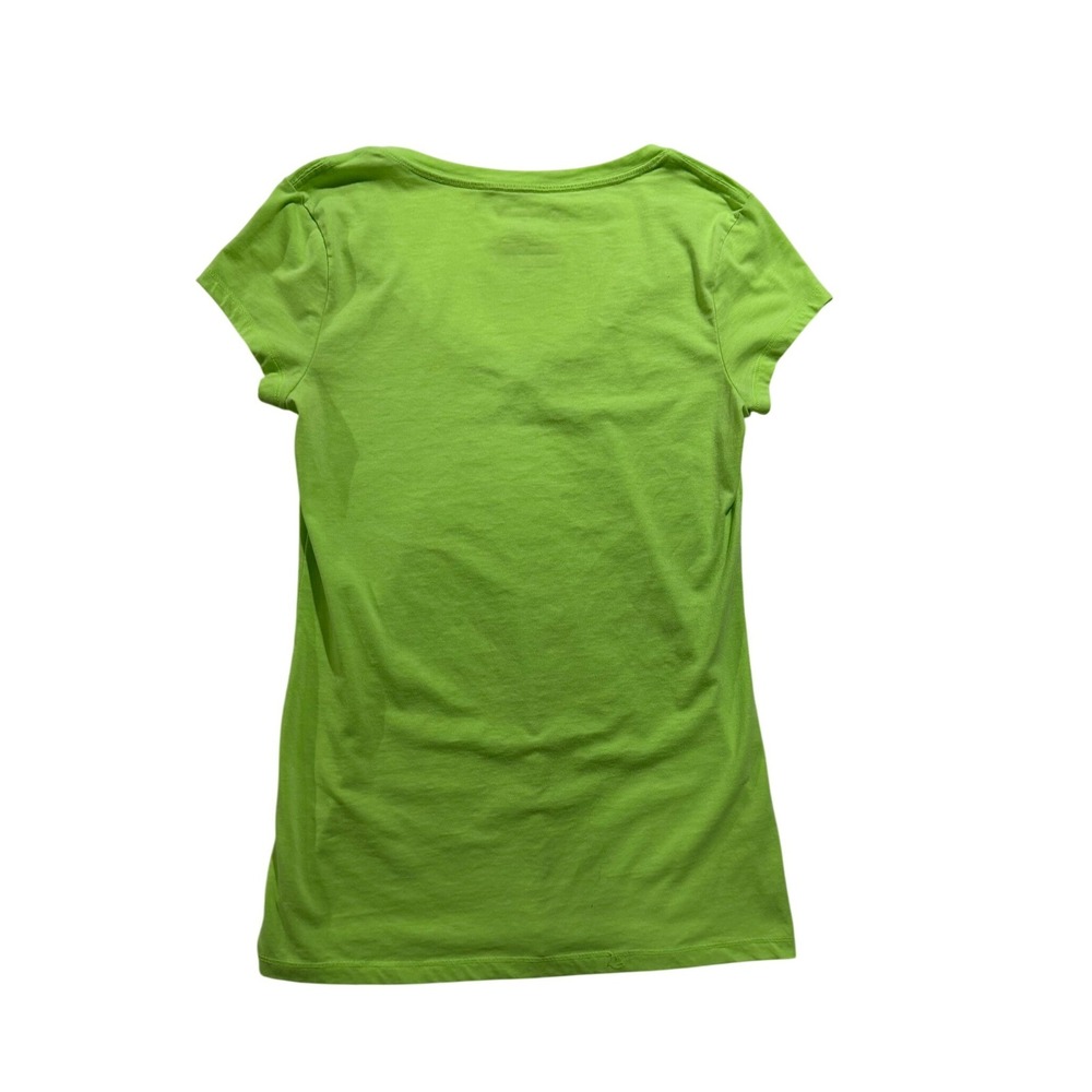 No Boundaries Womens Green V-Neck T-Shirt Junior Medium Short Sleeve Basic Tee